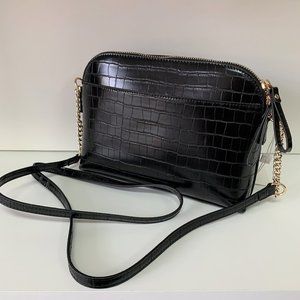 Darla Dome Shape Croc Crossbody Black